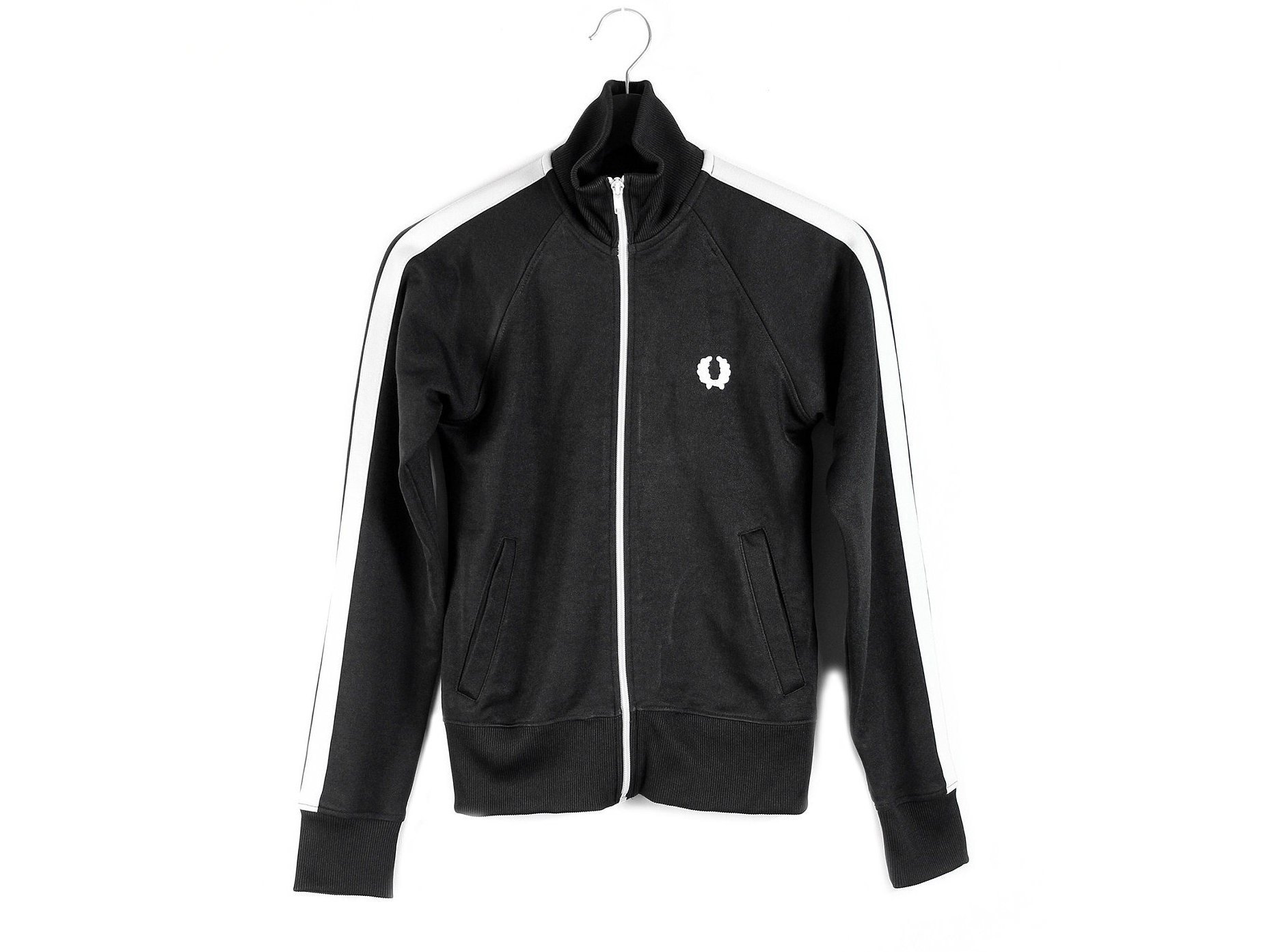 Y2k Fred Perry Vintage Track Jacket / Retro Black White Women