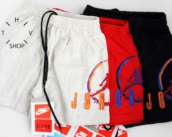 NOS Vintage Nike Air Jordan Champion junior shorts / Kids basketball pants / Youth trunks / Black Grey Red deadstock / Made in Greece 90s