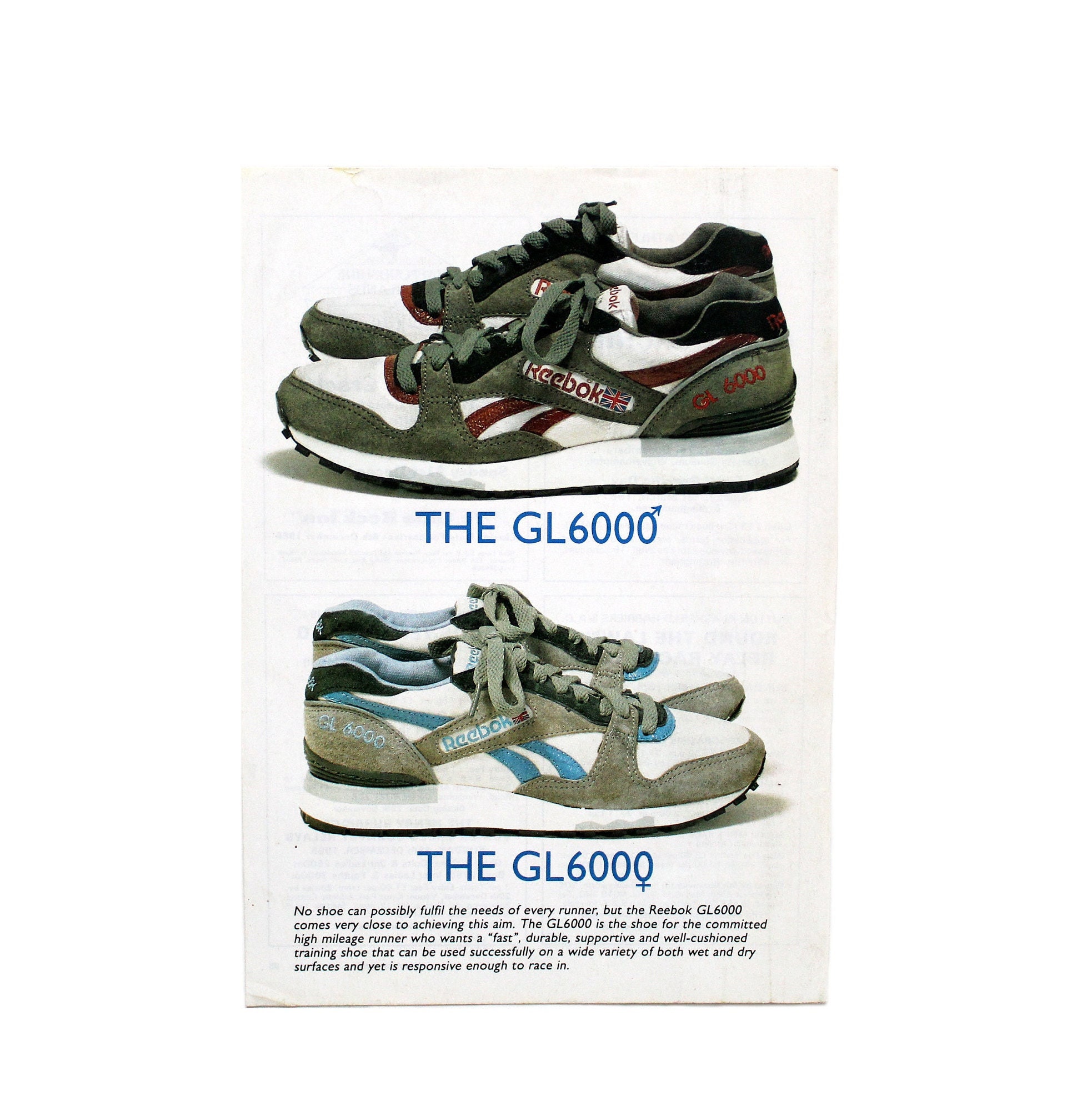 koppel voorkant Gemaakt om te onthouden Vintage 1987 Reebok GL 6000 Sneakers Poster Print Ad / 80s OG - Etsy Finland