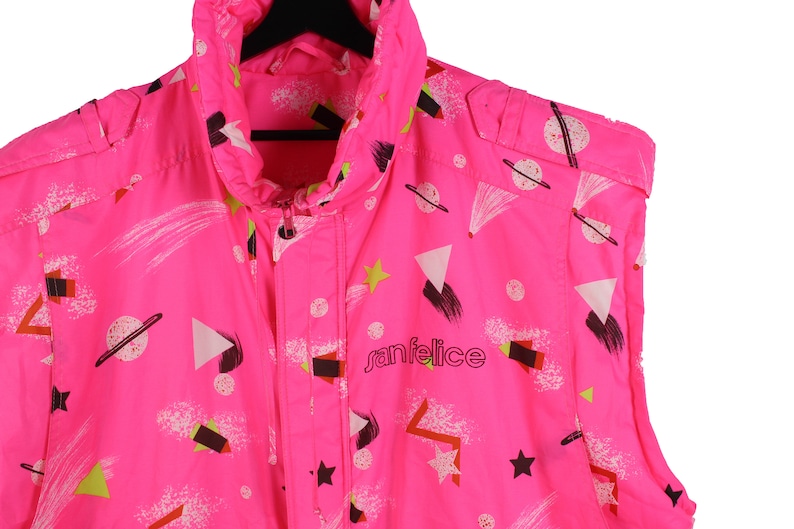 80s San Felice Sportswear vintage ski vest 90s Rad pink oversized puffer vest Skiing snowboarding vest M L XL
