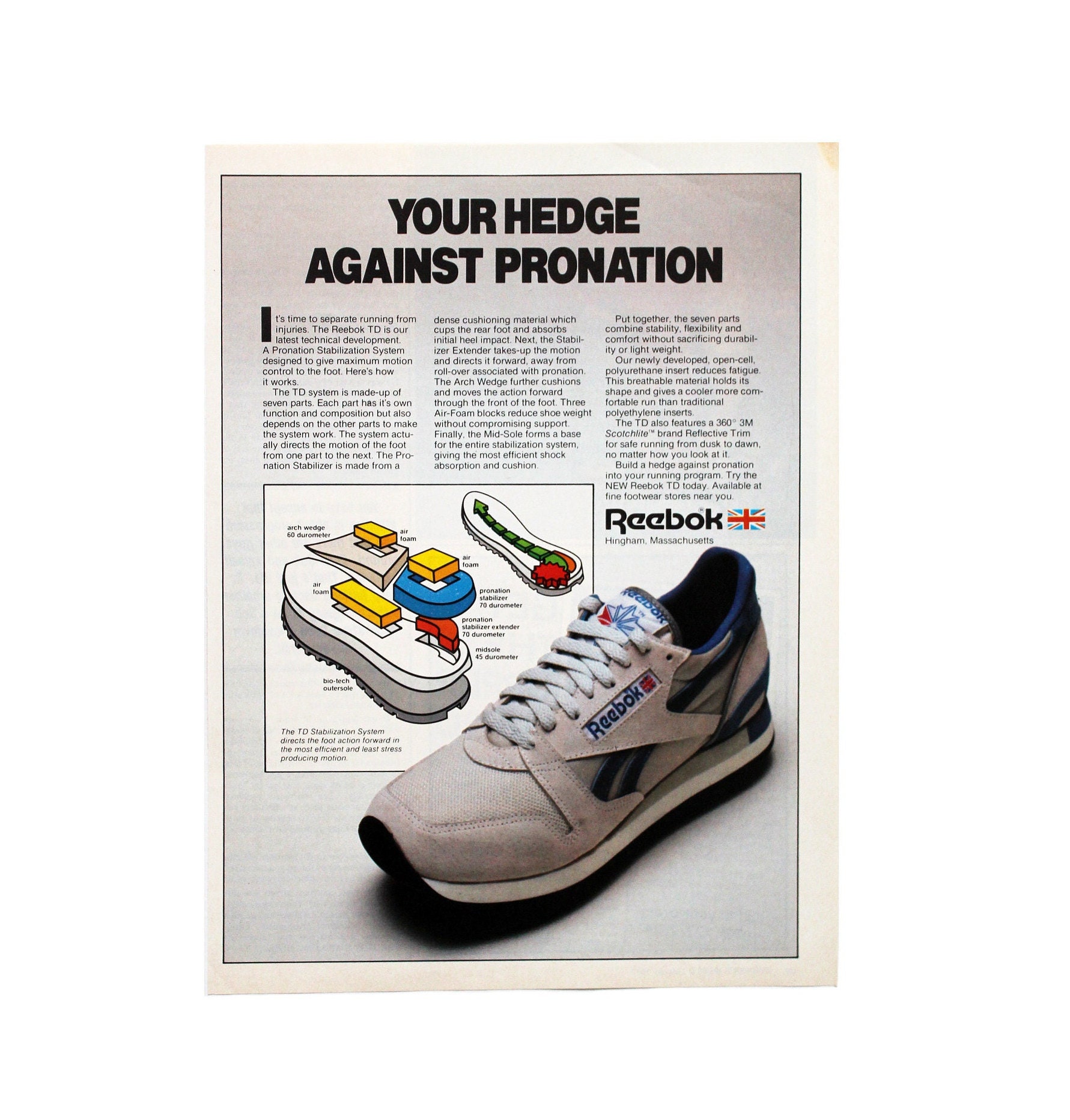 Vintage 1983 Reebok TD Sneakers Poster Print Ad / OG Original -