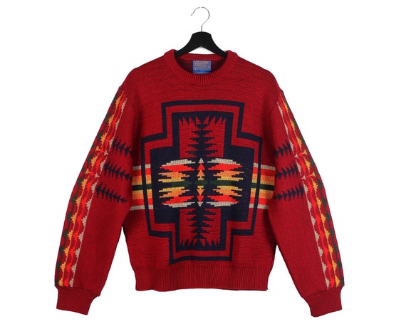 70s Vintage Pendleton Woolen Mills Virgin Wool Sweater / 80s Pendleton Native High Grade Western Wear Jumper Aztec / USA / M Men's