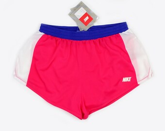 NOS 80s vintage Nike Digital shorts / OG Deadstock gym running jogging sprinter track field nylon split mesh shorts / Spain