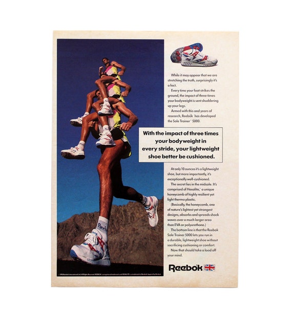 Vintage 1990 Reebok Sole Trainer 5000 Sneakers Poster -