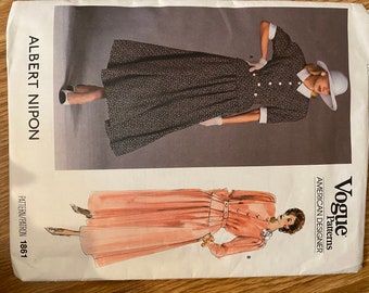 1987 Vogue Patterns 1961 Albert Nipon Camisa y Falda Talla 8