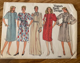 Patrón de costura de vestido de Vogue's Basic Design 1980 4 estilos tamaño 6
