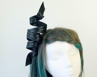 Modern Black Straw Ribbon Loops Fascinator Headband Racing Carnival Cocktail Party Wedding Bridal Millinery Melbourne Cup Kentucky Derby