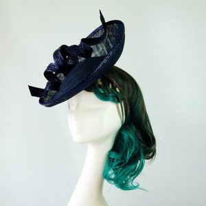Navy Blue Straw Sinamay Hatinator Hat Disk Race Wear Carnival Wedding Guest Party Millinery Melbourne Cup Kentucky Derby Day Classic Modern image 6