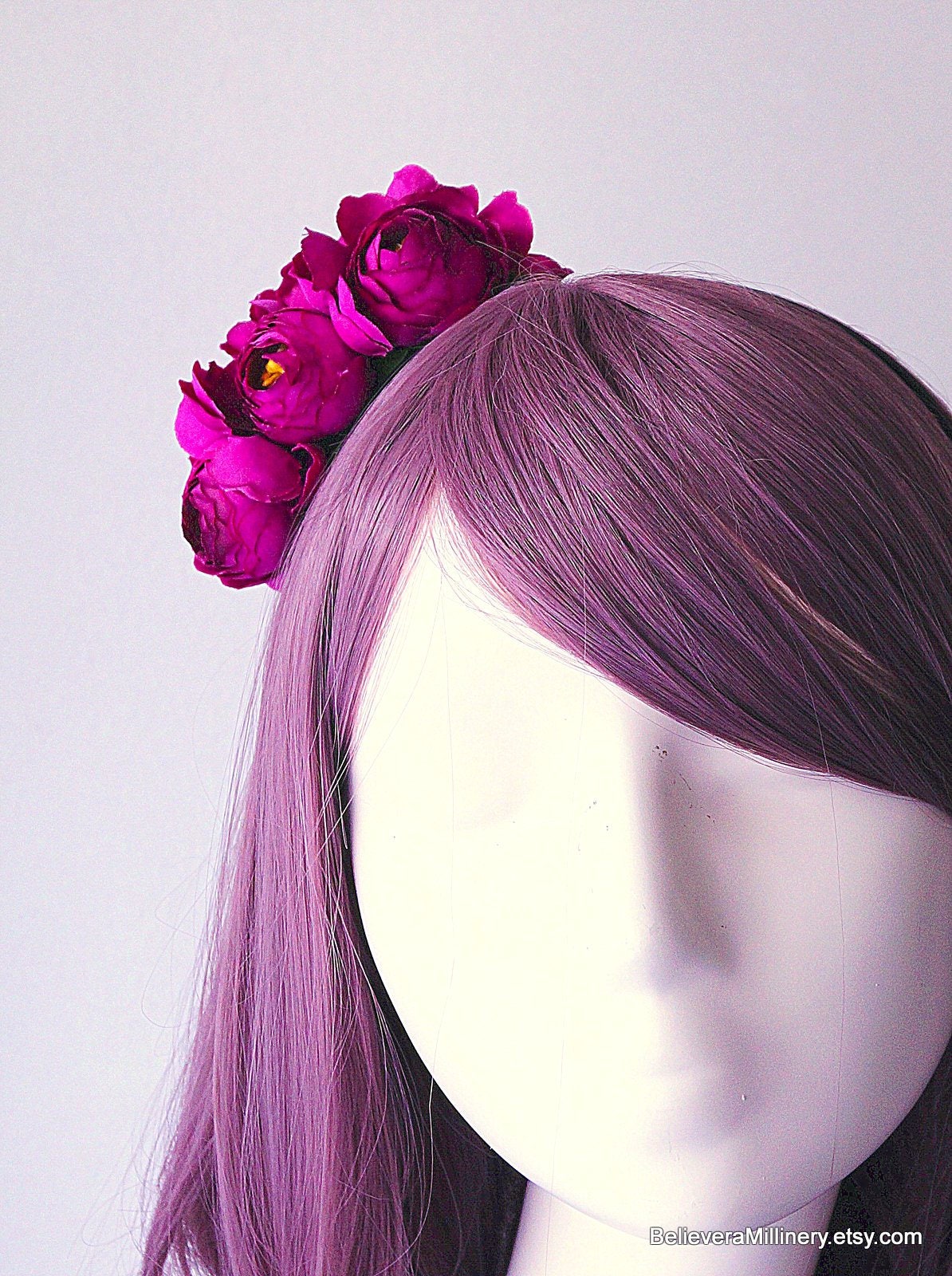 Purple Peony Floral Fascinator Headband Wedding Guest Racing Etsy
