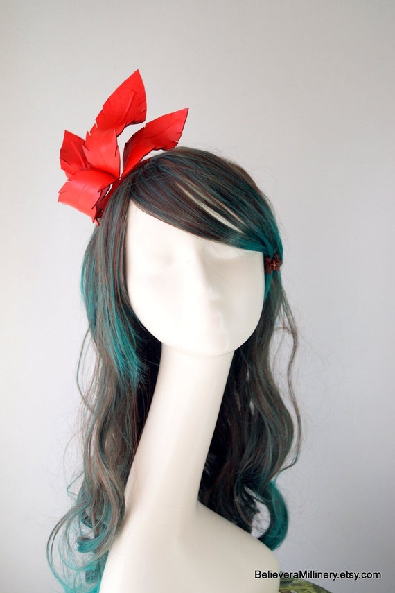 Red Feathers Leather Headband Fascinator Race Wear Carnival Wedding Guest  Bridesmaid Special Occasion Melbourne Cup Kentucky Derby Tea