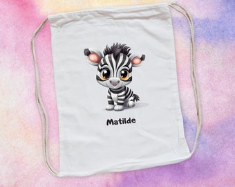 Personalized backpack with name in cotton with long handles, changing bag, kindergarten bag, sleeping bag, children's summer
