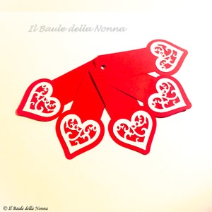 Set 5 tag chiudipacco segnaposto segnalibro "SAN VALENTINO" (art.70)