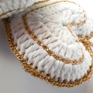 Crochet heart decoration for furnishing, parties or favors in cotton and lurex art.71_XMAS2 Gold
