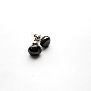 Raw Hematite Tiny Stud Earrings Surgical Steel Pins Healing Stone Gemstone Nuggets Cut Rough Boho Bohemian Graffiti Gray Jewelry image 2