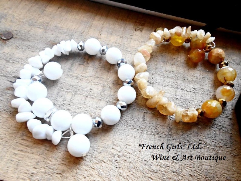 Raw Turquoise Memory Wire Citrine Agate Gemstone Beaded Wrap Bracelet, Raw gemstone healing stone bracelet, yoga meditation chakra bracelet image 2