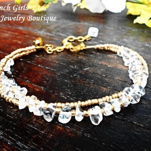 Bergkristall Fußkettchen Fußkettchen Fuß armband Edelstein Bergkristall Boho Strand Sommer Geschenk Frauen Mädchen Boho Schmuck Sandale Gipsy Gold Glasperlen