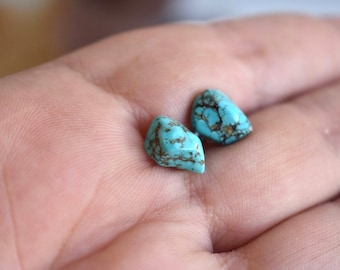 Raw Turquoise Blue Gems Tiny Stud Earrings Gemstone Surgical Steel Stud Chakra Healing Crystal Yoga Cut Rough Stone Boho Bohemian Jewelry