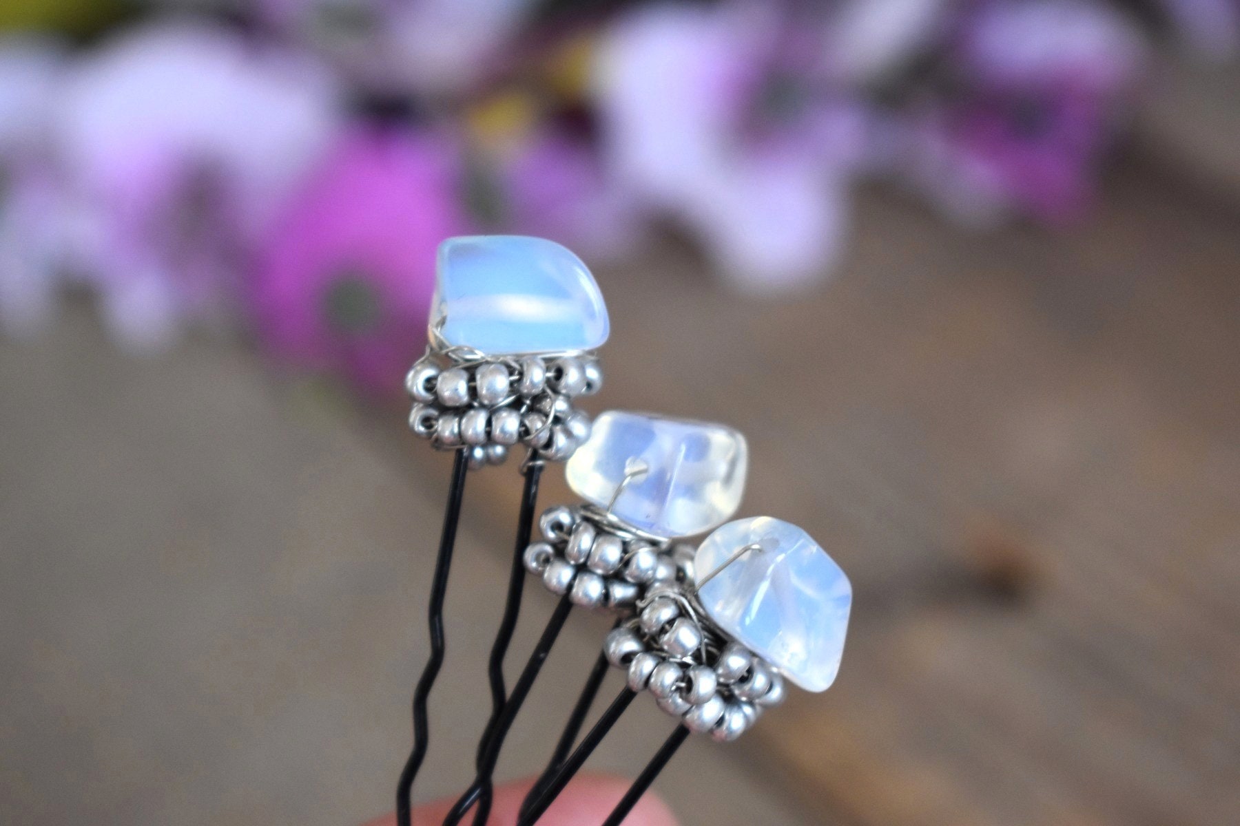 Teyglen Braut-Haarnadeln Mit Blauem Strass – Handgefertigter Haarschmuck Für Hochzeit, Festival & Halloween