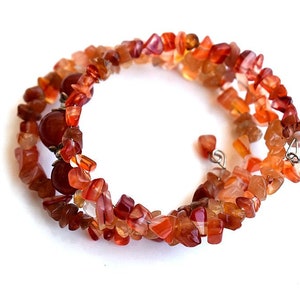 Raw Red Carnelian Gemstone Memory Wire Wrap Beaded Bracelet Healing Stone Crystal Chakra Meditation Yoga Zen Bohemian Boho Jewelry Bracelet image 5
