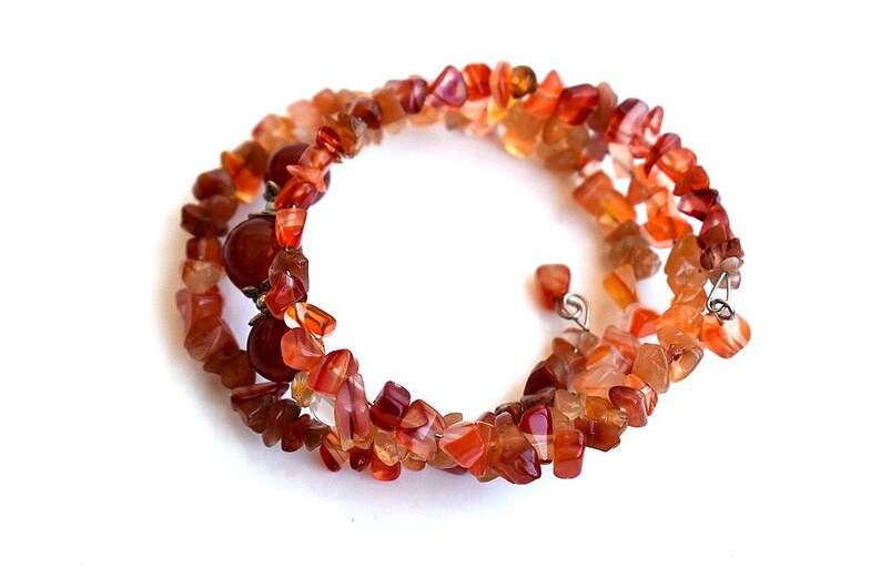 Raw Red Carnelian Gemstone Memory Wire Wrap Beaded Bracelet Healing Stone Crystal Chakra Meditation Yoga Zen Bohemian Boho Jewelry Bracelet image 5