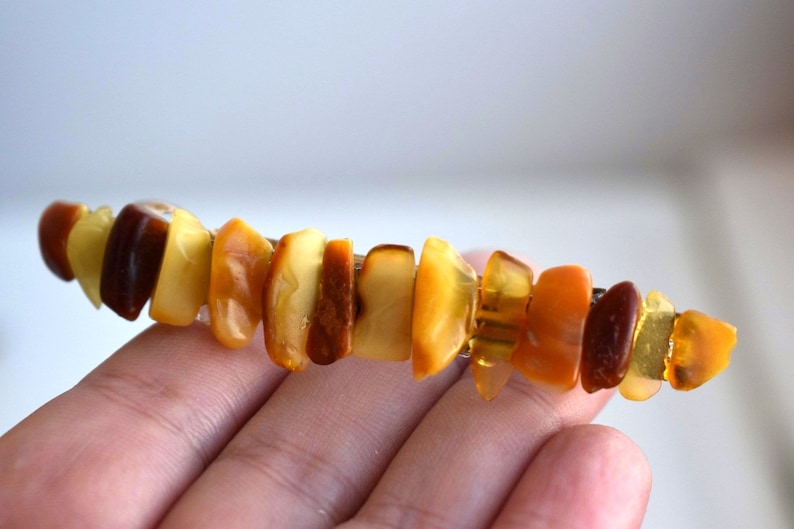 Raw Baltic Amber Barrette Yellow Orange Genuine Natural Gemstone Hair Pin Clip Barettes Hair Accessories Clip Hair Bun Holder Women Hair