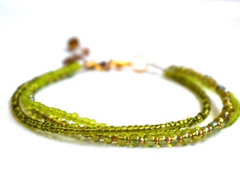 Green Anklet Foot Bracelet Boho Beach Summer Gift for Her Women Girl Bohemian Jewelry Sandal Gipsy Gold Glass Seed Beads Ancle Bracelet