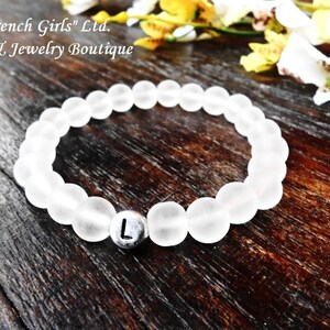 Clear Quartz Gemstone Custom Bracelet Personalized Alphabet Letter Customized Rock Crystal Gemstone Gift Healing Stone Crystal Chakra