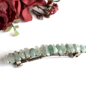 Raw Green Jade Barrette Hair Clip Pin Gemstone Stone Hair Bun Maker Holder Barettes Hair Barretts Hairstyle Accessories Women Gril Gift