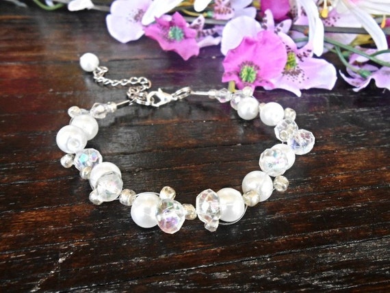 Pearl & Crystal Multistrand Bracelet - White Chanel Lambskin Pearl Crystal Multistrand Chain CC Bracelet  main image 4