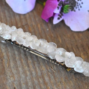 Raw Rose Quartz Barrette Pink Crystal Gemstone Hair Pin Clip Barettes Hair Barretts Accessories Nickel Free Clip Hair Bun Holder Women Hair