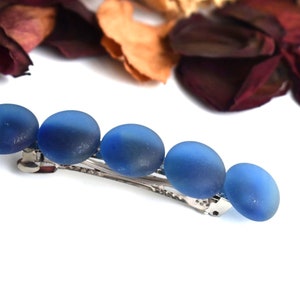 Sea Glass Barrette Dark Royal Blue Hair Pin Clip Barettes Hair Barretts Accessories Oval Crystal Clip Hair Bun Holder Women Girl Gift Hair