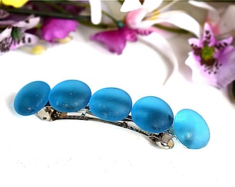 Sea Glass Barrette Blue Sea foam Hair Pin Clip Barettes Hair Barretts Accessories Oval Crystal Clip Hair Bun Holder Women Girl Gift Hair