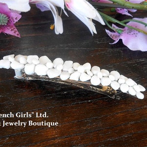 Hair Barrette Raw White Agate Gemstone Hair Pin Clip Barettes Cut Rough Gem Barretts Accessory Bun Holder Maker Pick Girl Women Gift Jewelry