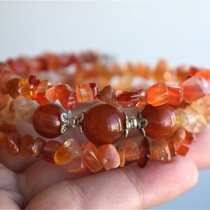 Raw Red Carnelian Gemstone Memory Wire Wrap Beaded Bracelet Healing Stone Crystal Chakra Meditation Yoga Zen Bohemian Boho Jewelry Bracelet image 2