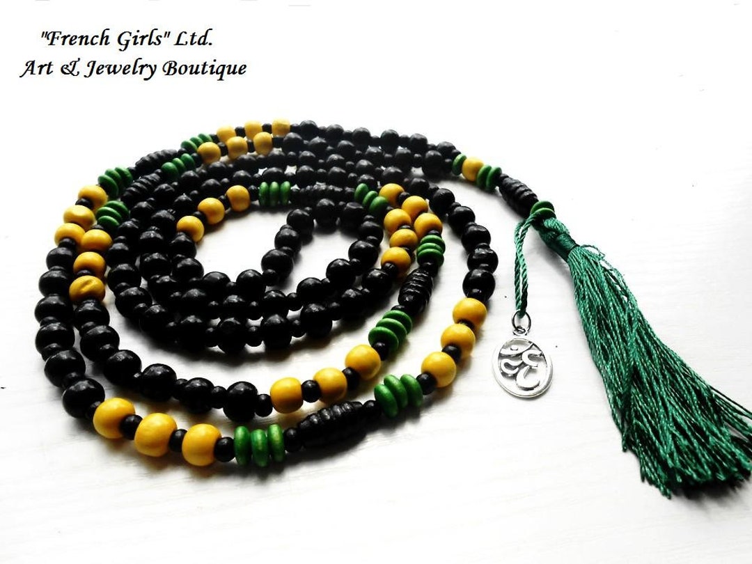 Collana Mala 108 Perline Amazzonite - Bracciale Meditazione Con Charm Yoga