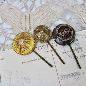 3 Bobby Pins - Vintage Knopf Ohrring Bobby Pins - Haarspange - viele weitere zur Auswahl in meinem Shop!