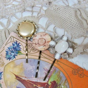 3 Bobby Pins - Vintage Knopf Ohrring Bobby Pins - Haarspange - viele weitere zur Auswahl in meinem Shop!