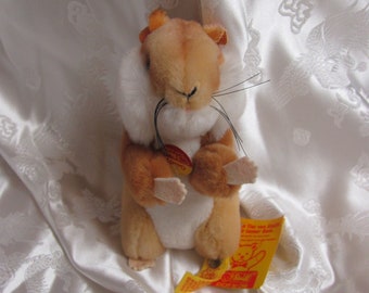 Hamster vintage Steiff « Gold » bouton original toutes les étiquettes 2150/12 fabriqué en Allemagne