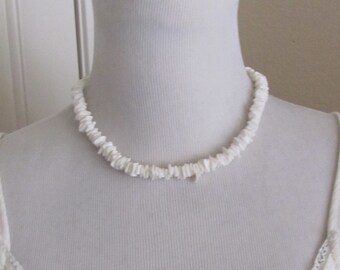 Beautiful White Chipped Shell 14" to 19" Inch Choker Necklace // Affordable Jewelry!!!