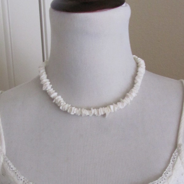 Beautiful White Chipped Shell 14" to 19" Inch Choker Necklace // Affordable Jewelry!!!