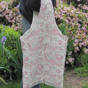 Handmade Fabric Tote Grocery Market Shopping Bag Long Single Handle - Reusable - Unique Upcycled Fabrics Vintage Cotton Quilt