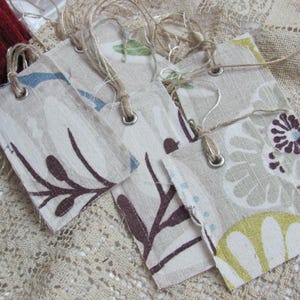 6 belles étiquettes volantes pour cadeaux en tissu de lin // Décoration d'intérieur de panier de textiles vintage original fait main // Beaucoup d'autres dans ma boutique * Prêt à expédier *
