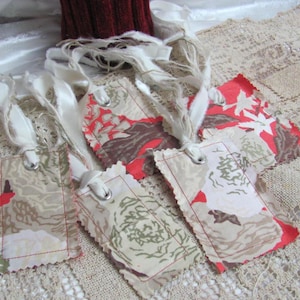 6 belles étiquettes volantes pour cadeaux en tissu floral // Décoration d'intérieur pour panier de textiles vintage originale faite main // Beaucoup d'autres dans ma boutique * Prêt à expédier *