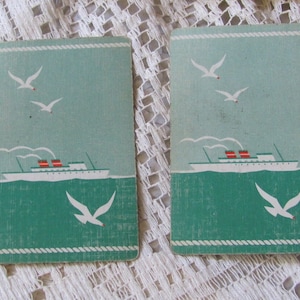 2 carte da gioco vintage retrò da collezione, scambiabili singolarmente, in lino, stile Art Déco, metà secolo **SPEDIZIONE GRATUITA**