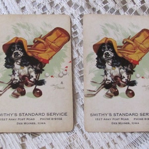2 Collectible Single Swap Vintage Retro Playing Cards - Dog Spaniel // Mid century - Many others to choose from in my shop