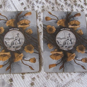 2 vintage retro speelkaarten om te verzamelen om te ruilen - Californische klaproos souvenir vroege eeuw reizen historische locaties **GRATIS VERZENDING**