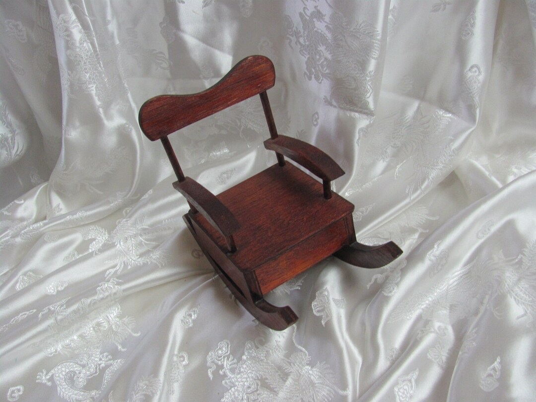 Vintage Miniature Wooden Doll Rocking Chair Music Box Wind up Etsy