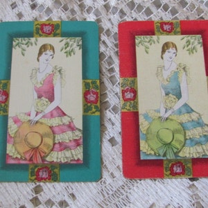 2 cartas de baralho vintage retrô colecionáveis para troca única - cartas Art Déco Mid Century Boulevard **FRETE GRÁTIS**