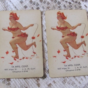 2 carte da gioco retrò vintage scambiabili singole da collezione Pin Up Girls Running Jump Rope - Molti altri disponibili nel mio negozio *SPEDIZIONE GRATUITA*