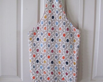 Handmade Fabric Tote Grocery Market Shopping Bag Long Single Handle Reusable - Unique Upcycled Fabrics Linens Vintage Cotton